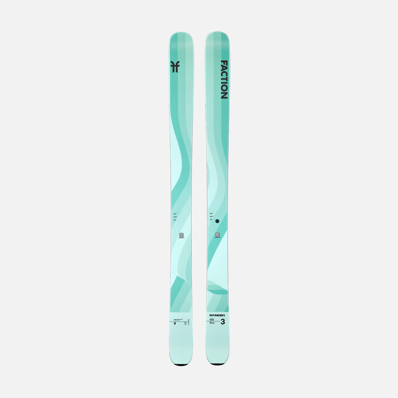 Topsheet of turquise Dancer 3 Freeride and all-mountain ski