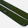 Close-up of Faction Agent 2, green touring ski.