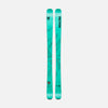 Topsheet of Faction Agent 1X, turquoise touring ski on a grey background.