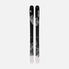 Topsheet of Faction Prodigy 3, black and white all-mountain ski on a grey background.