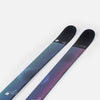 Close-up of Faction Studio 0, purple and blue park & pipe ski.