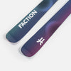 Close-up of Faction Studio 0, purple and blue park & pipe ski.