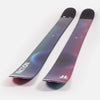 Close-up of Faction Studio 4, purple and blue freeride ski.