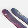 Close-up of Faction Studio 4, purple and blue freeride ski.