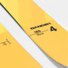 Close-up of yellow Faction Dancer 4 Freeride and Powder skis