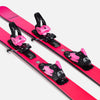 Red and pink piste ski Faction skis Dancer 79 with bindings close up shot 2026