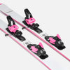 White and pink piste ski Faction skis Dancer 79 with bindings close up shot 2026